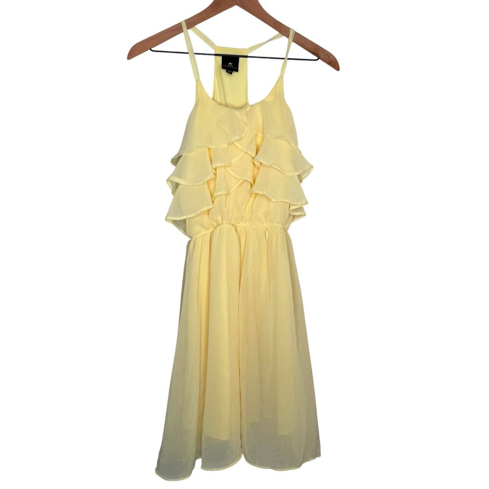 Disney Princess Size M Yellow Chiffon Ruffle Maxi Dress Belle Beauty Beast